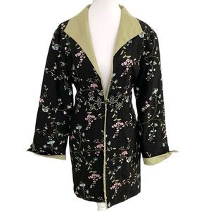 Canton Bazaar SF CA 100% Silk Floral Embroidered Jacket